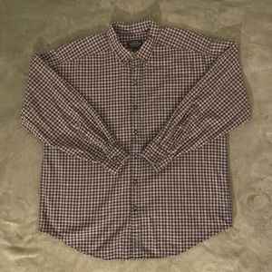 Sonoma Dark Brown and Tan Plaid Button-up XL